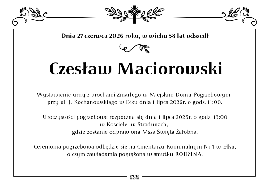 Czesław Maciorowski - nekrolog